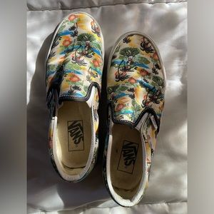 Vans aloha hula girl print slip ons size 7